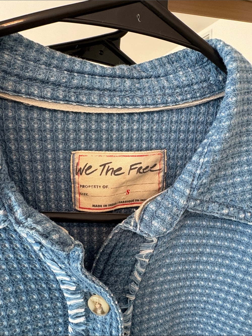 We the free beach bonfire shirt Light Blue Waffle-Textured Long-Sleeve Shirt - Picture 4 of 11